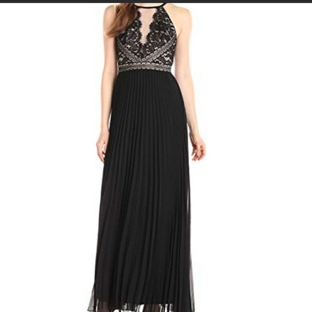 Xscape black mesh detail dress